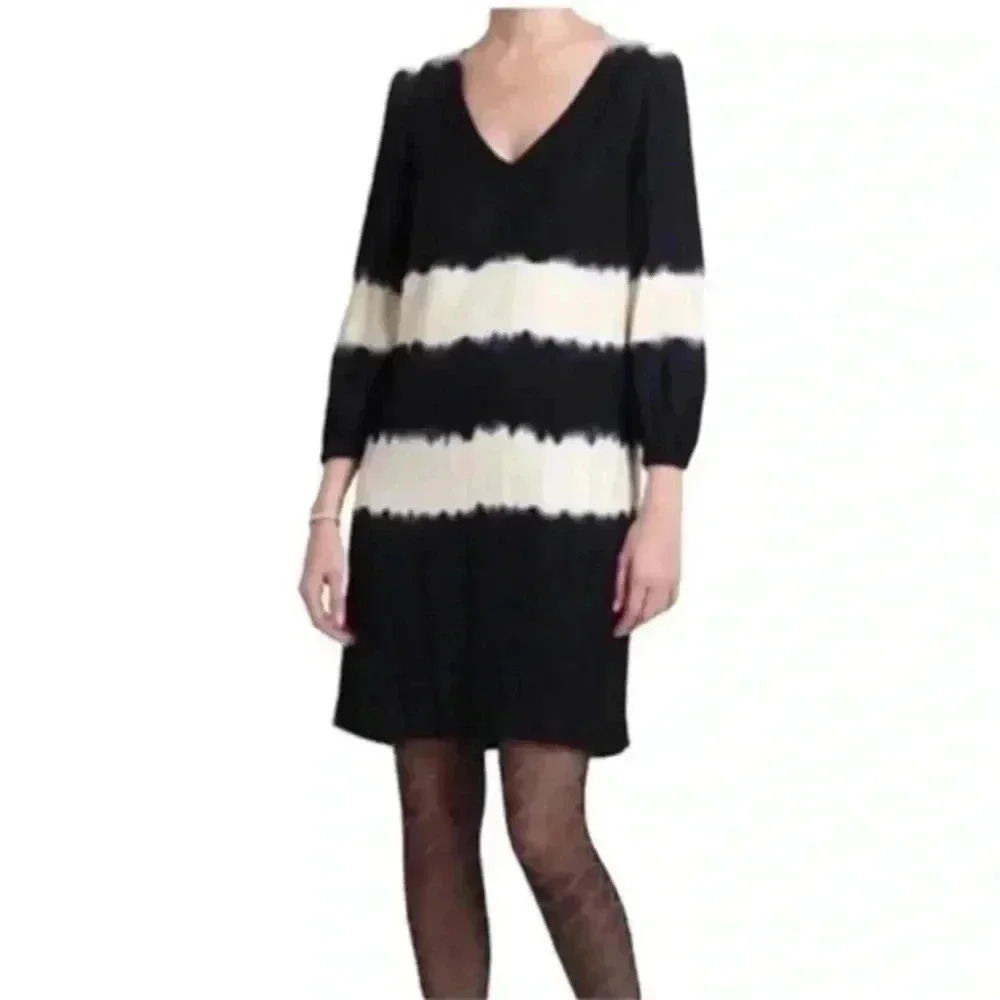 Anthropologie | Floreat | Ink Wash Black & White Tie Dye Shift Dress Size 0 XS